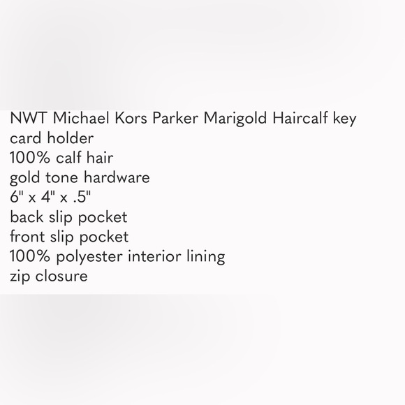 NWT Michael Kors Parker Marigold Haircalf key card holder - Picture 7 of 7
